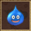 A blue teardrop slime with a smiley face against a brown background