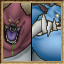 Close up of the bosses Red Horn and Blue Fang
