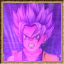Hero in a purple aura with spiked up hair