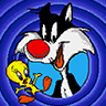 Sylvester and Tweety in Cagey Capers game badge